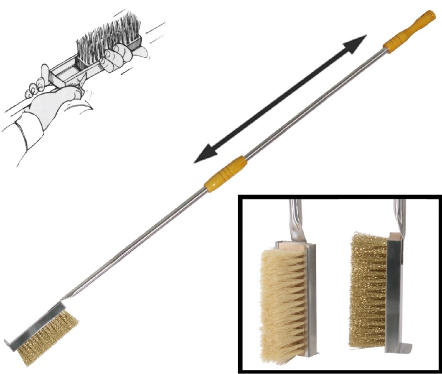Pizzaofen-Bürste Messingborsten L: 175cm