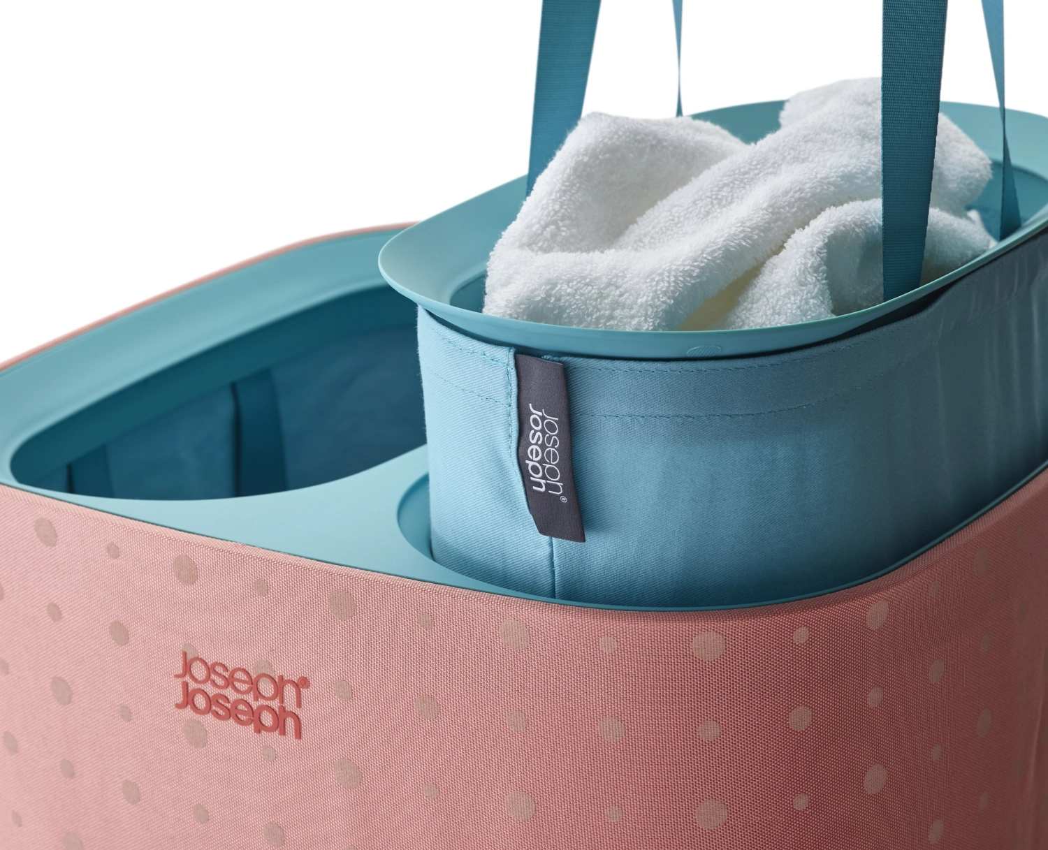 Tota pop 60l panier de séparation du linge corail 2x 30l