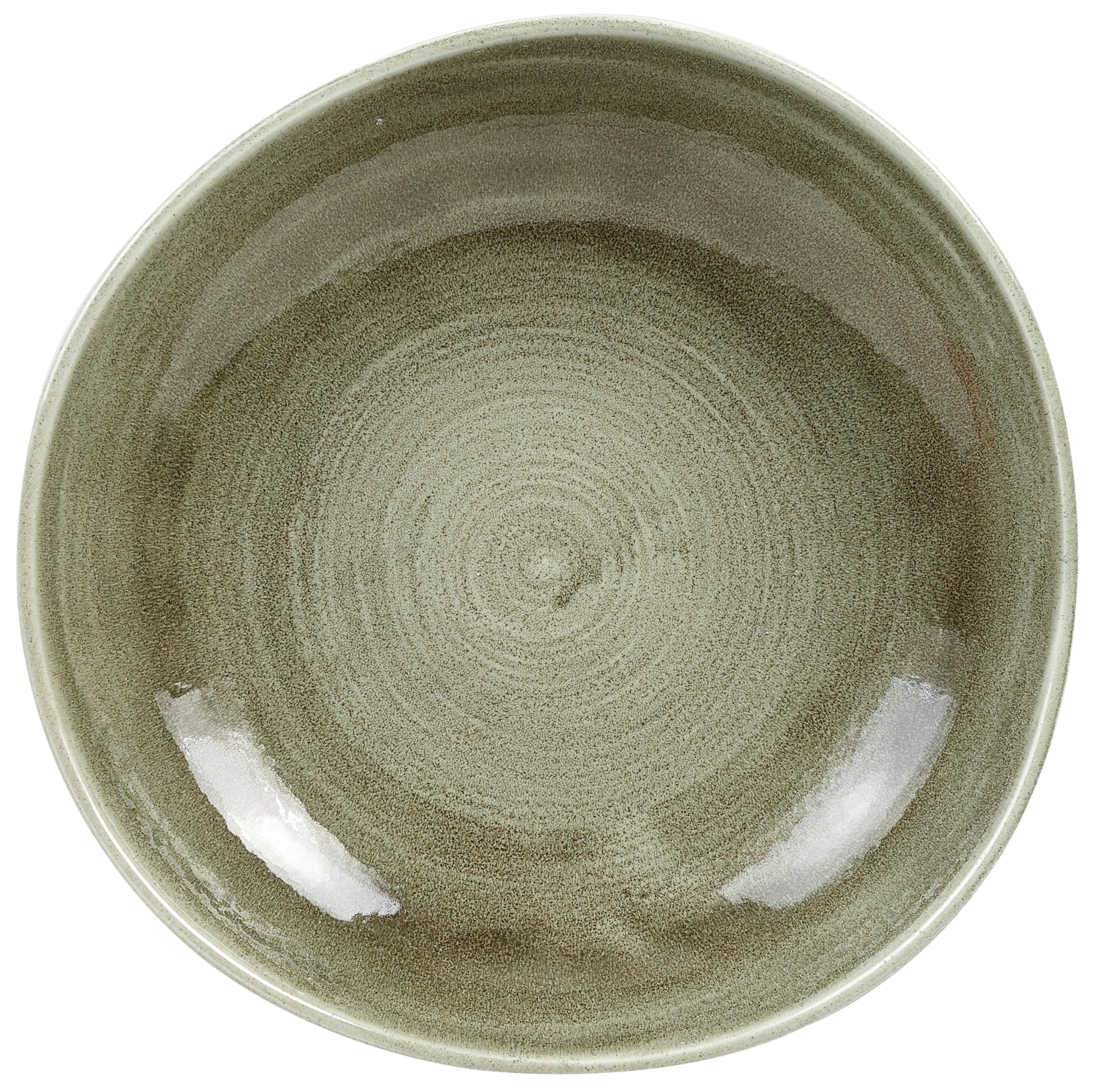 Stonecast patina burnished green assiette creuse organique