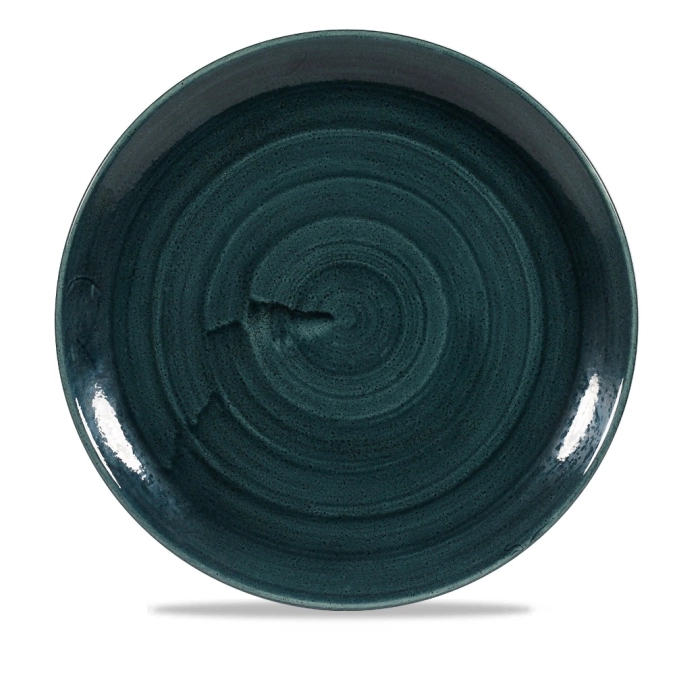 Stonecast patina rustic teal coupe assiette plate 28.8cm