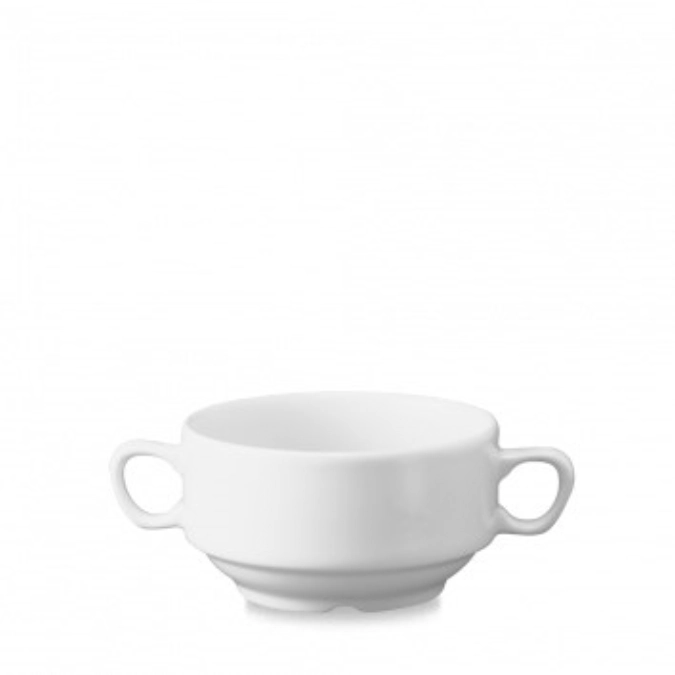 Whiteware White Consomme Schüssel mit Griffen