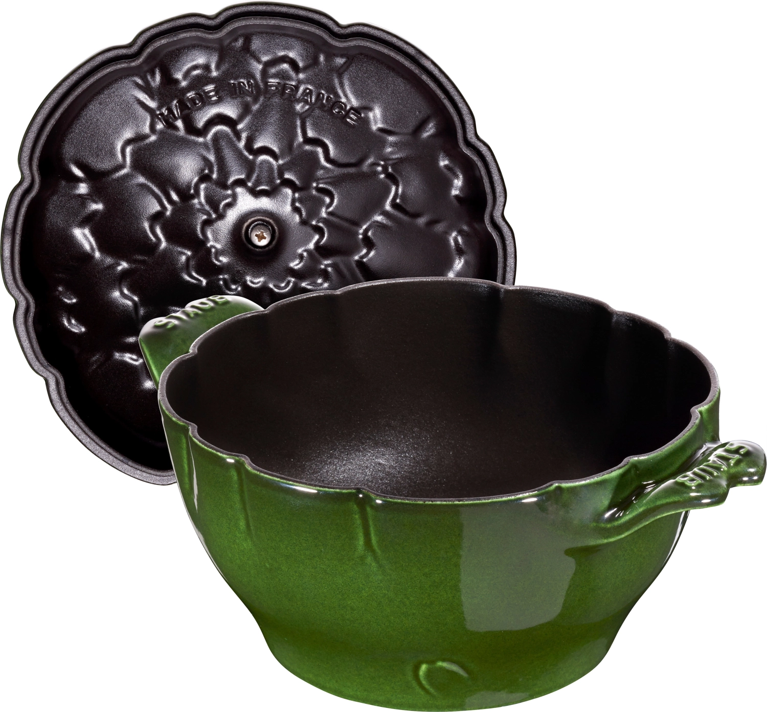 Cocotte 22 cm, artichaut, vert basilic, fonte 3l