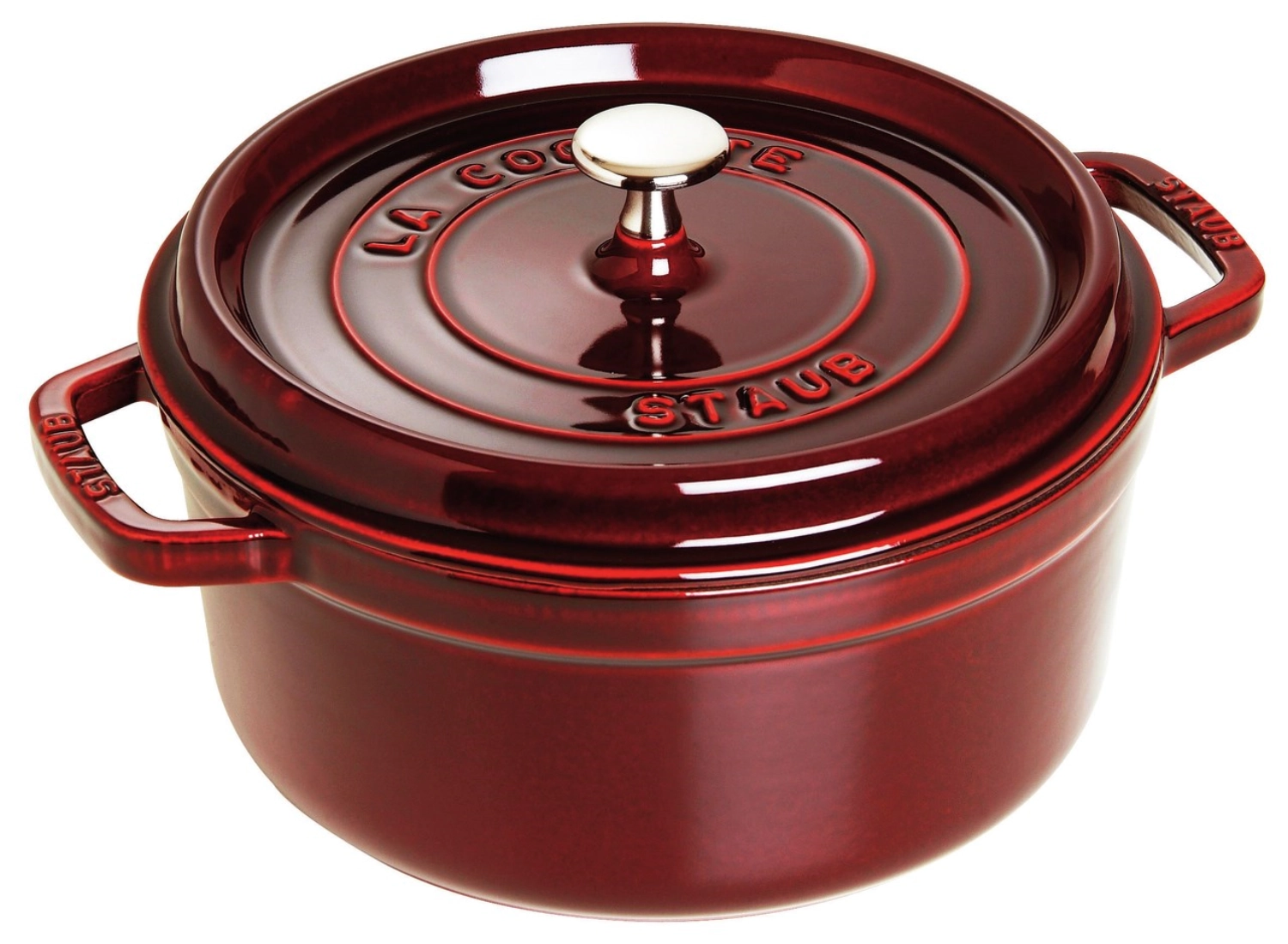 Cocotte 24 cm, ronde, grenadine rouge, fonte 3.8l