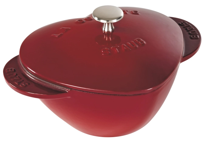 Cocotte 20 cm, coeur, rouge cerise, fonte 2.2l