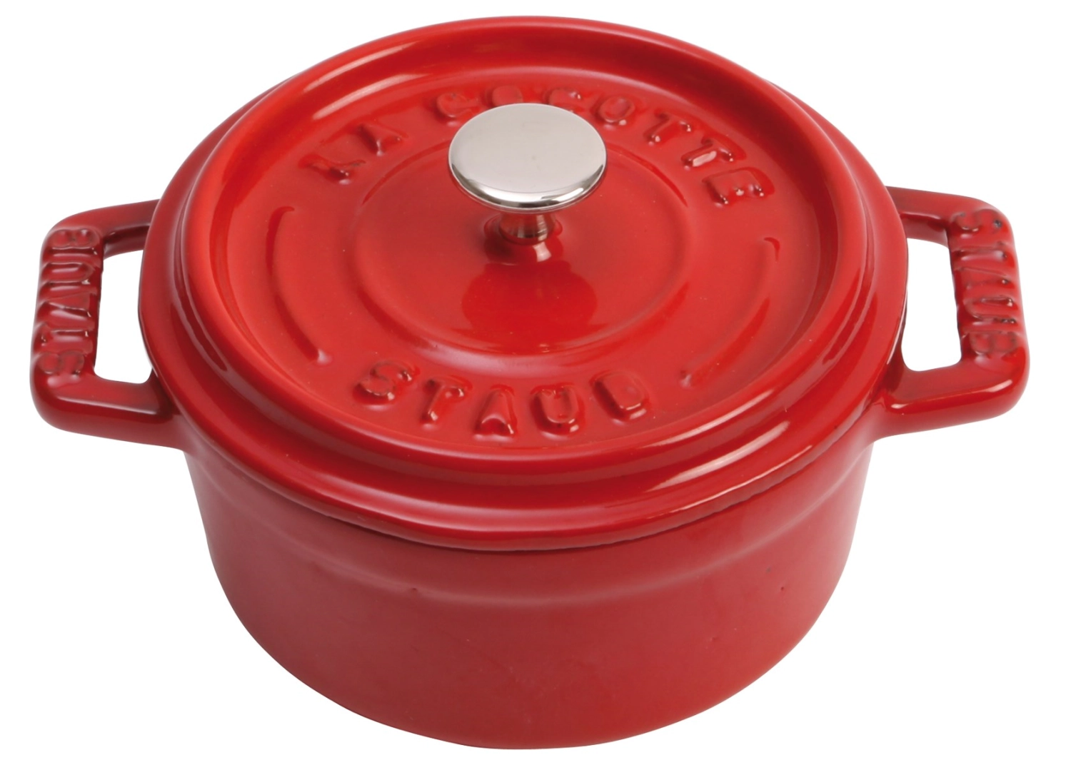 Mini cocotte 10 cm, ronde, rouge cerise, fonte 0.25l