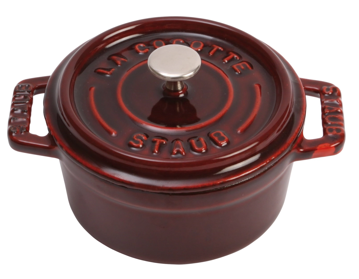 Mini cocotte 10 cm, ronde, grenadine-rouge, fonte 0.25l