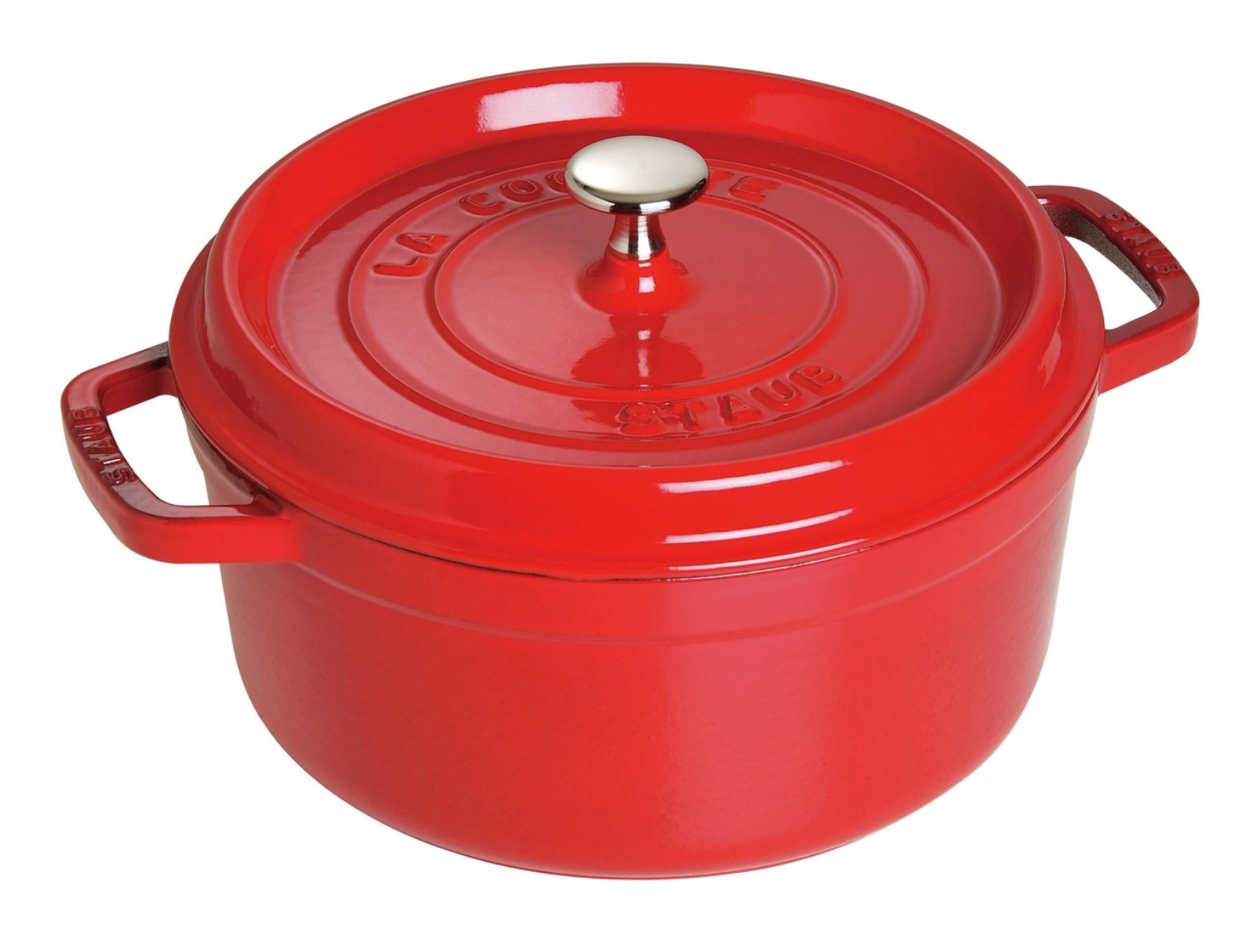 Cocotte 18 cm, ronde, cerise-rouge, fonte 1.7l