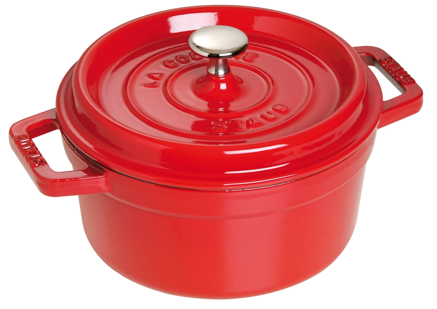 Cocotte 24 cm, ronde, rouge cerise, fonte 3.8l