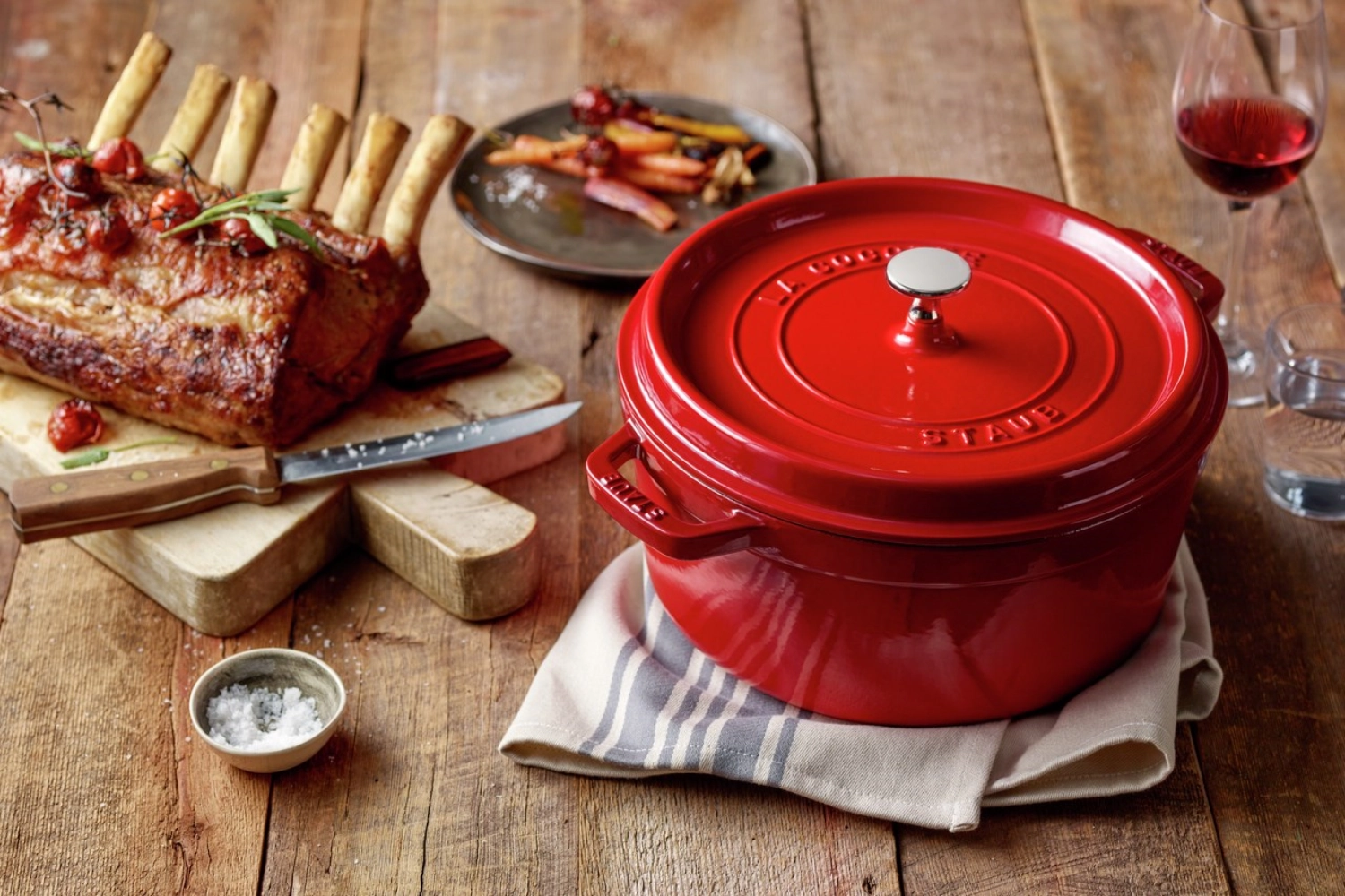 Cocotte 26 cm, ronde, rouge cerise, fonte 5.25l