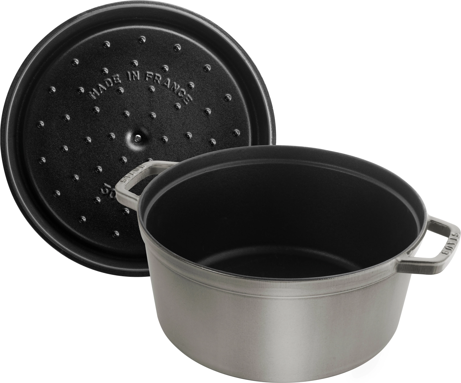 Cocotte 30 cm, ronde, gris graphite, fonte 8.35l