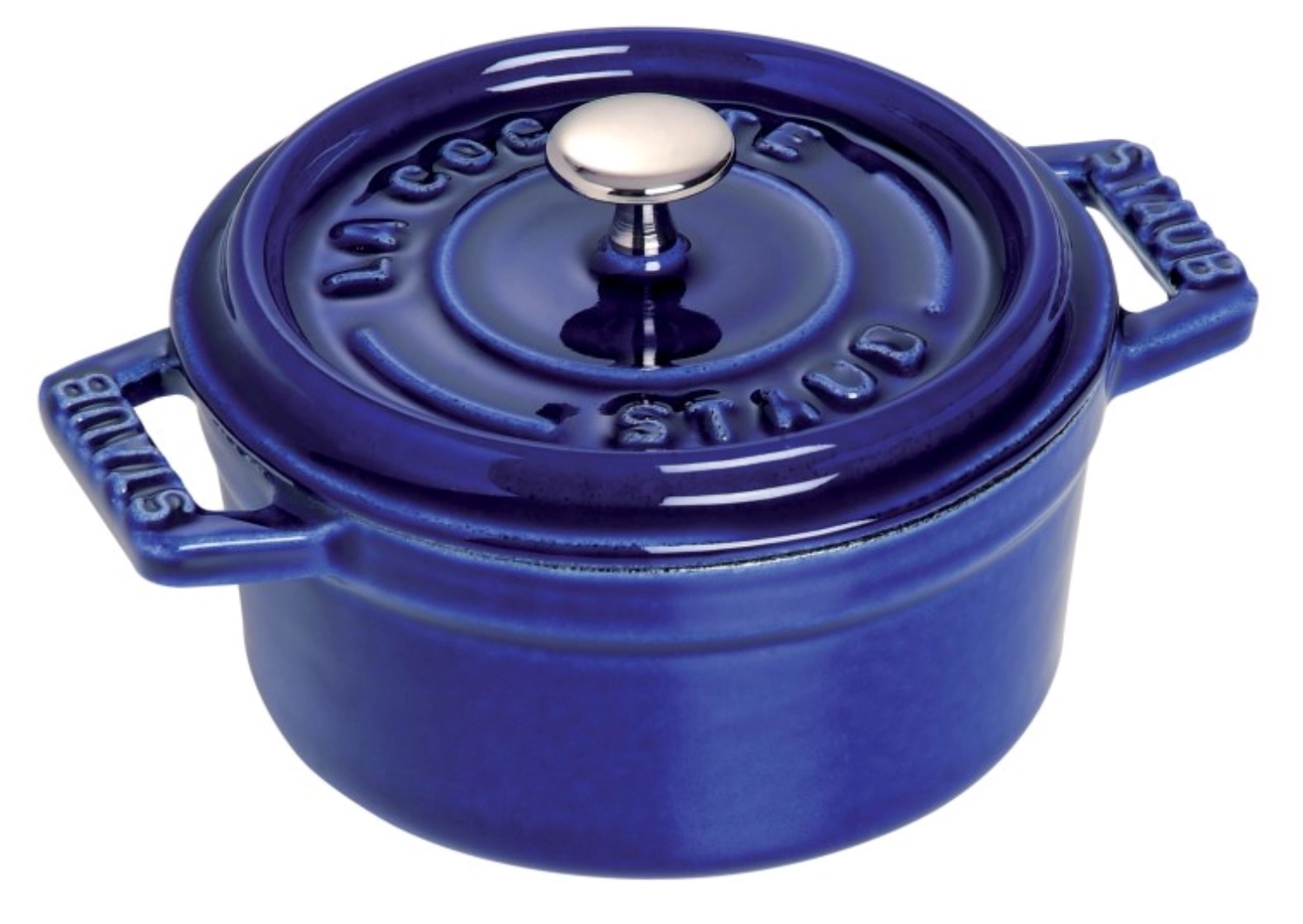 Mini cocotte 10 cm, ronde, bleu foncé, fonte 0.25l