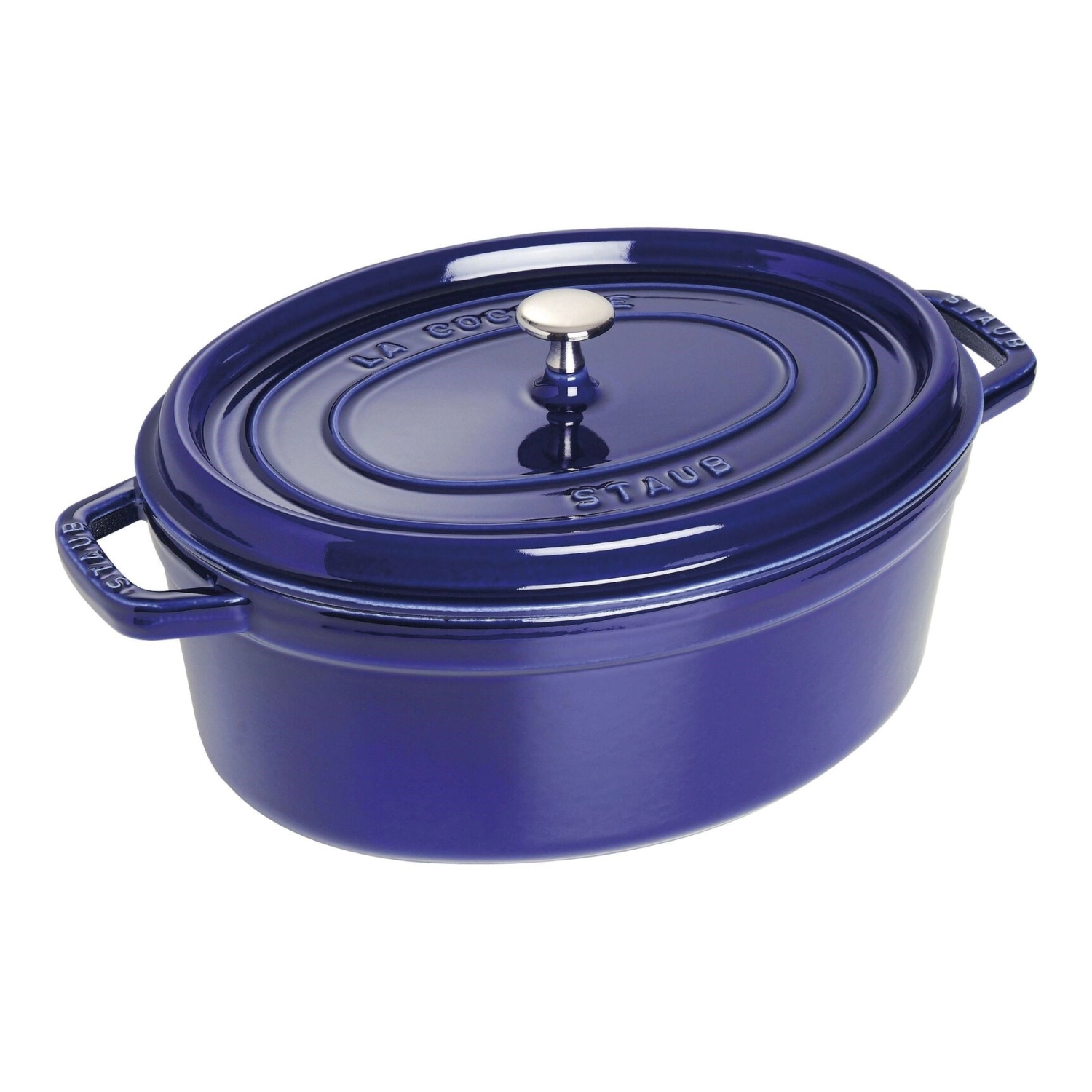 Cocotte 31 cm, ovale, bleu foncé, fonte 5.5l