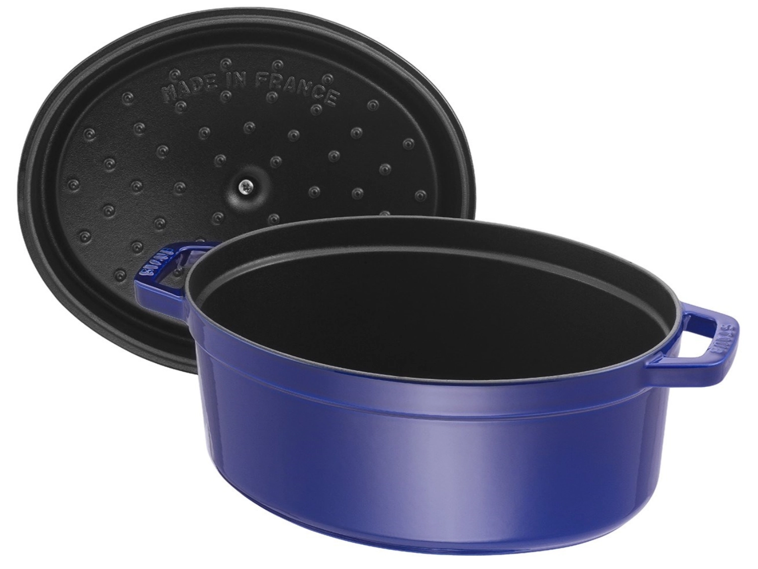 Cocotte 33 cm, ovale, bleu foncé, fonte 6.7l