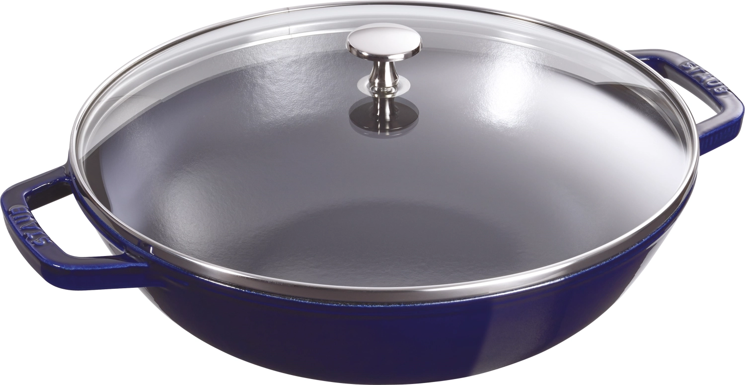 Wok avec couvercle en verre bleu foncé 4.4lt, 30cm