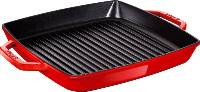 Poêle à griller 33 cm, rouge cerise, fonte