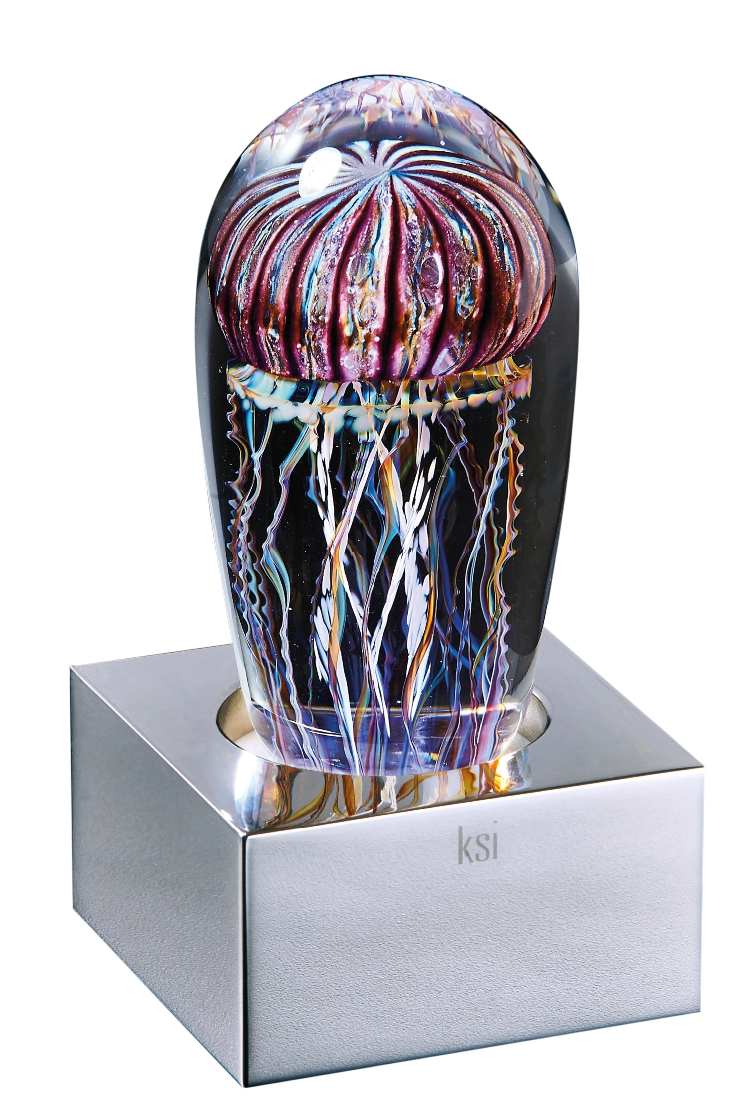 Tischlampe Jelly Fish1 nickel matt purple ribbed 8.5x8.5x15c