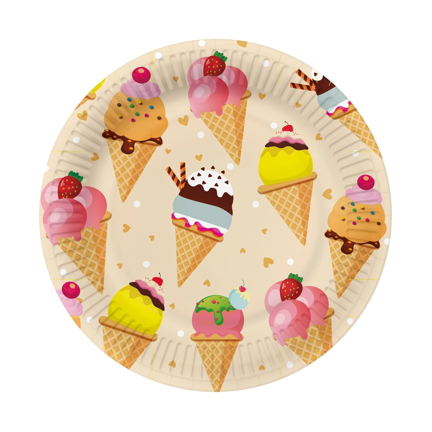 Assiette en carton 8x ice cream, 23x23cm