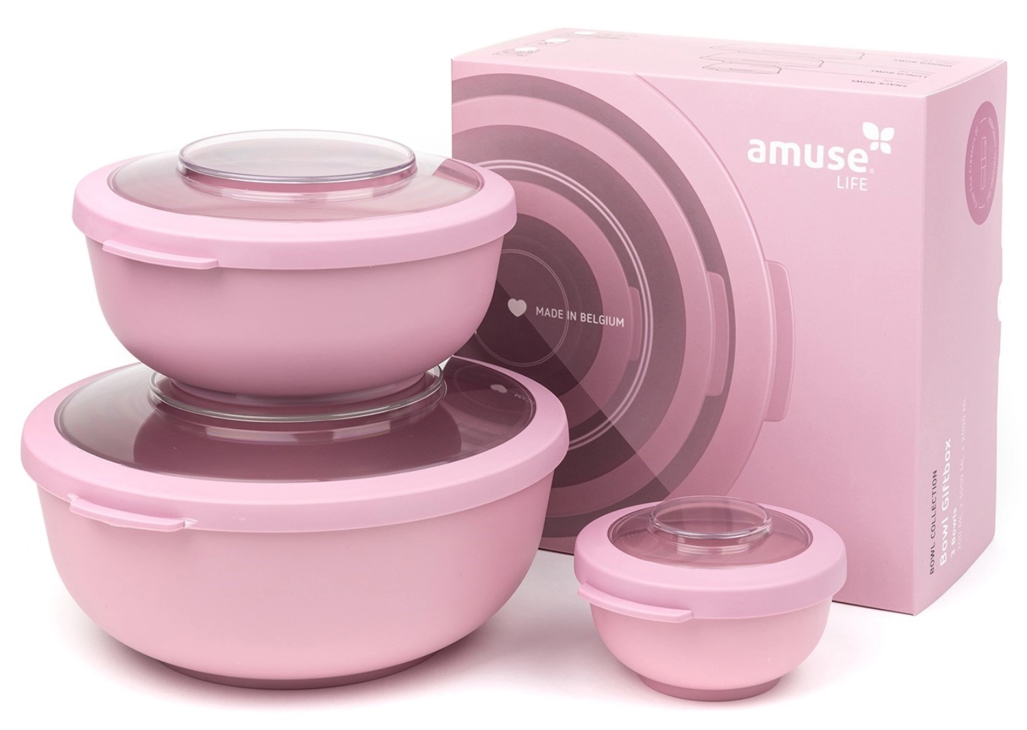 Amuse life set de saladiers 220x215x110mm rose