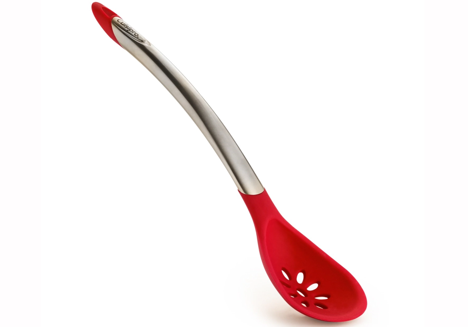 Cuillère perforée 30.5cm inox/plastique rouge