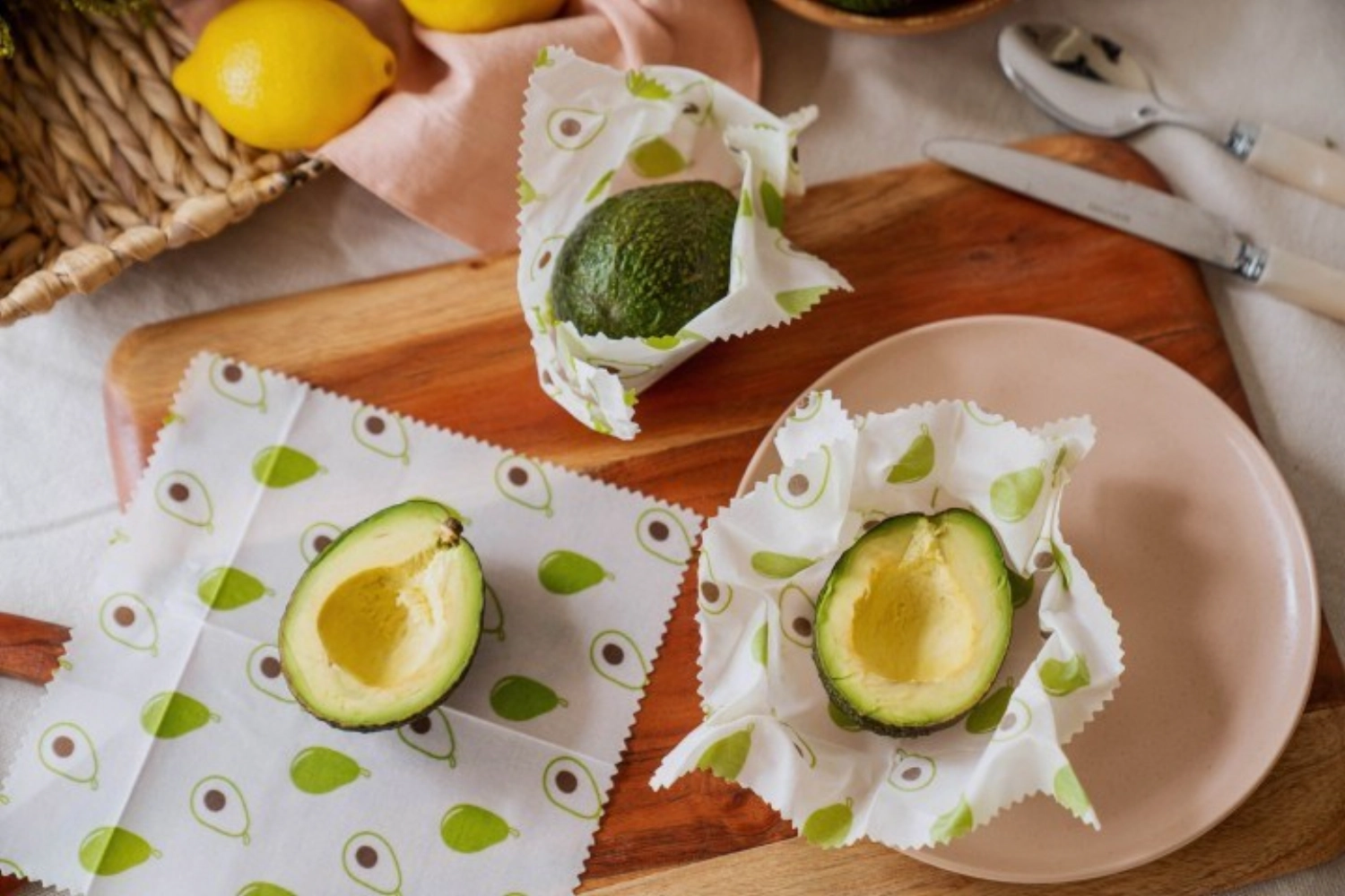 2er Set Bienenwachs Wraps Avocado