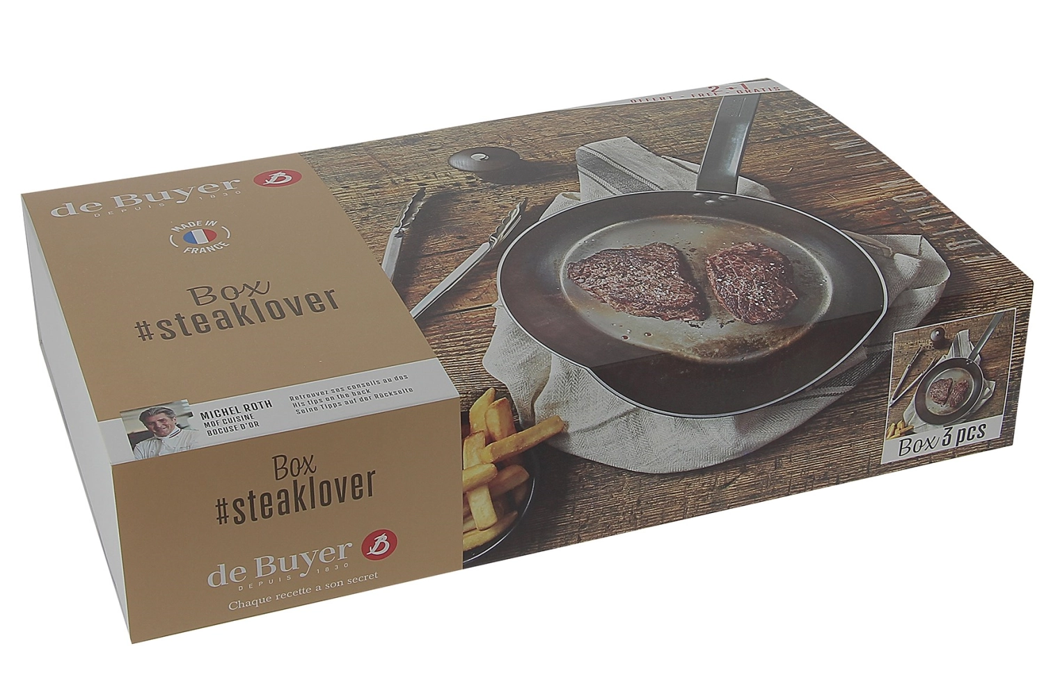 Set de 3 steaklover : mineral b 26, ø26+spatule+moulin, 14cm