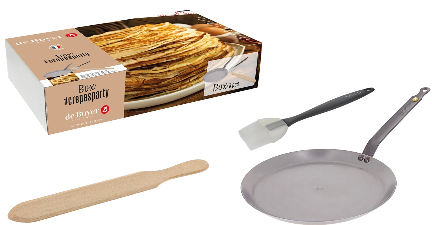 3x crêpes party : crêpe minérale b26+pinceau+spatule ø26cm