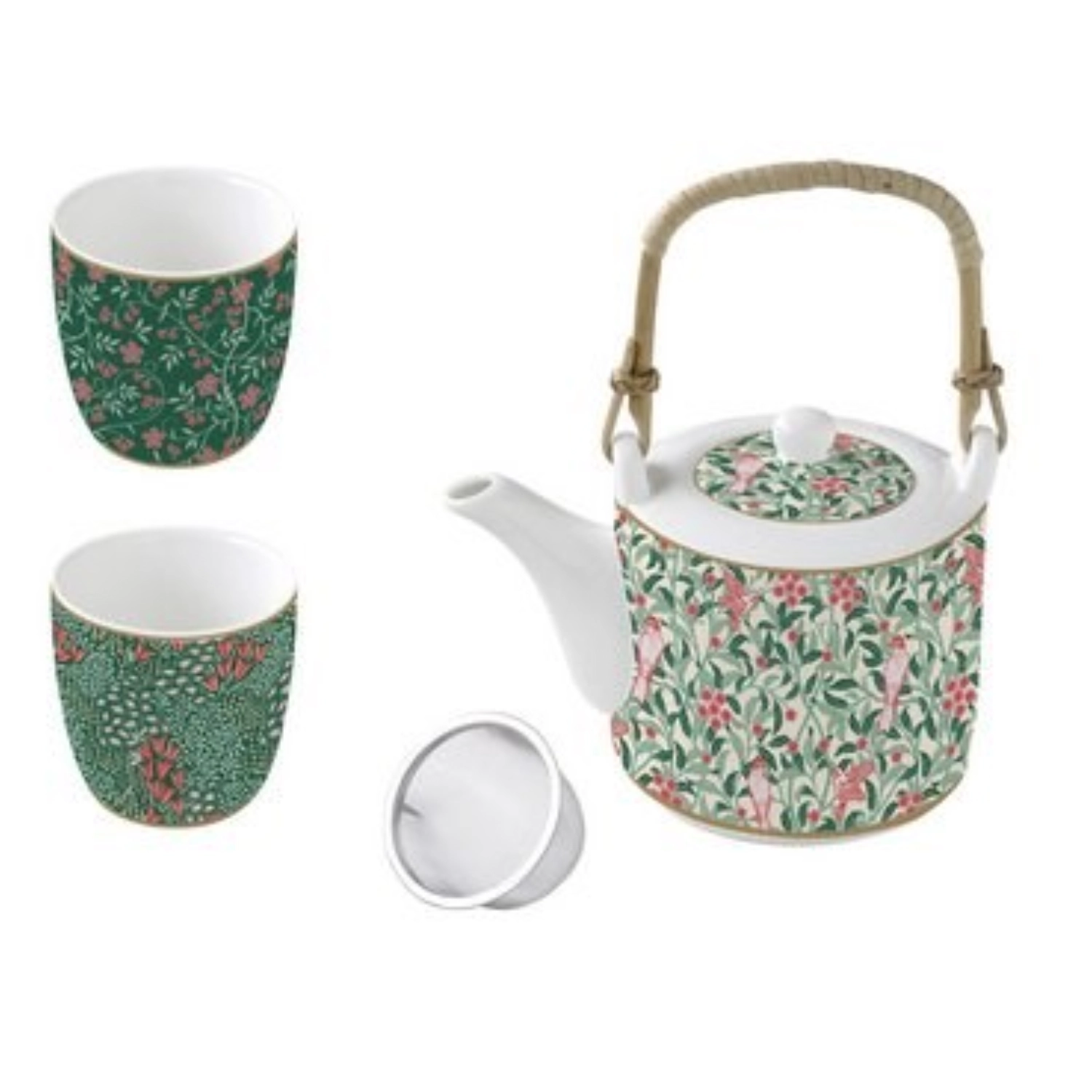 Floral fantasy théière 600 ml avec infusion et 2 tasses