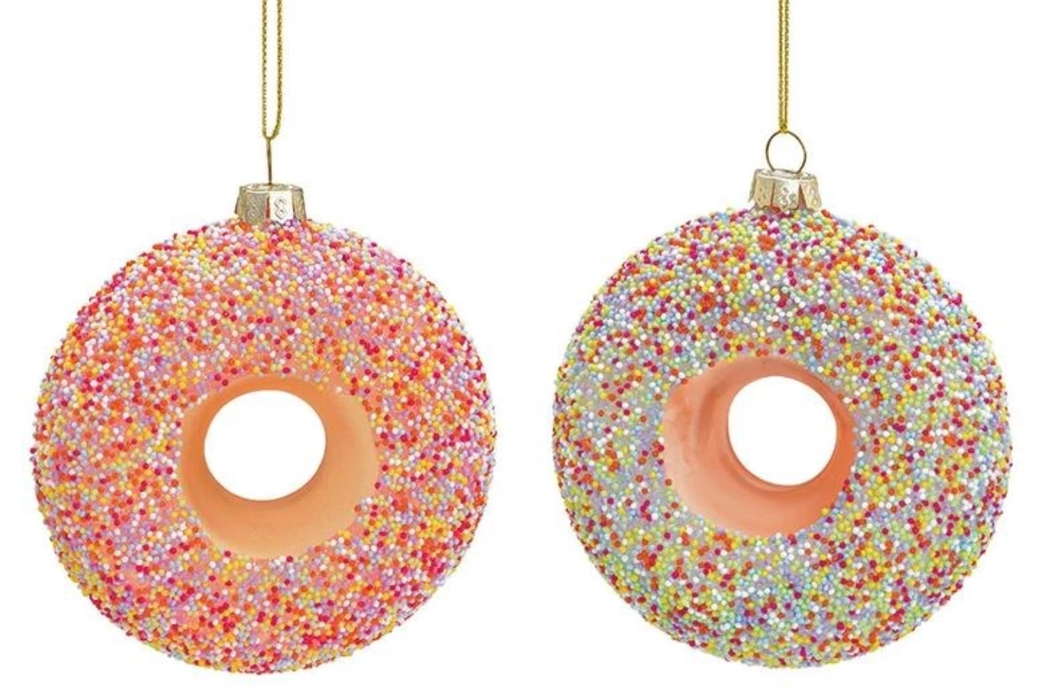 Pendentif de noël donat en verre multicolore 2 fois, (l/h/p)