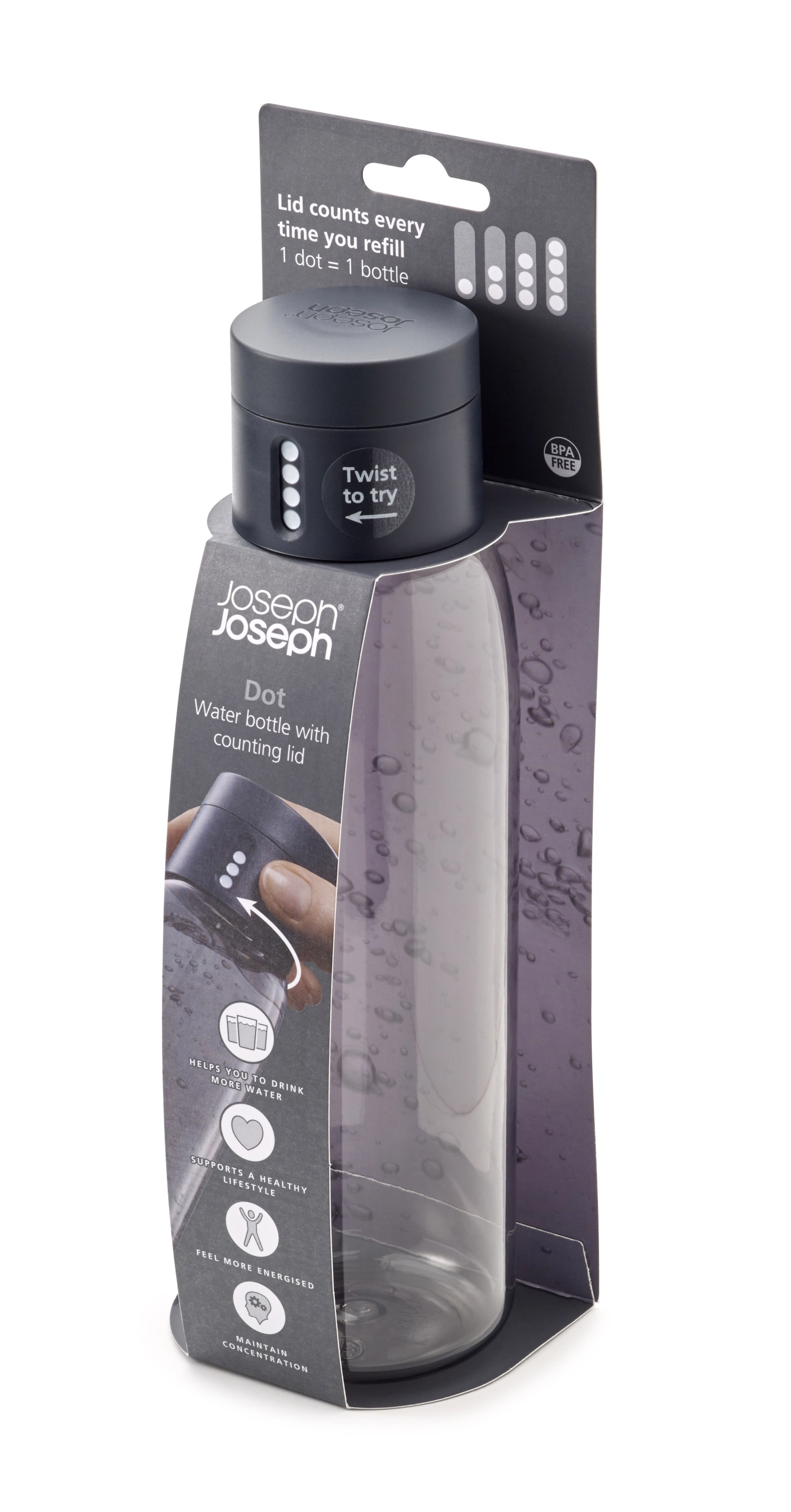 Joseph joseph 81053 dot bouteille nomade avec bouchon intell