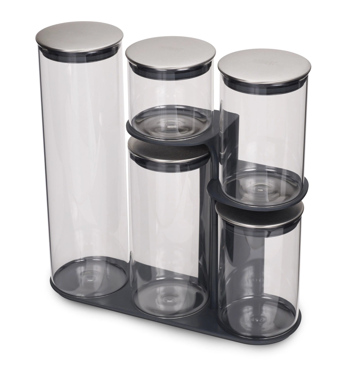 Steel collection food store podium 5 pièces, verre inox