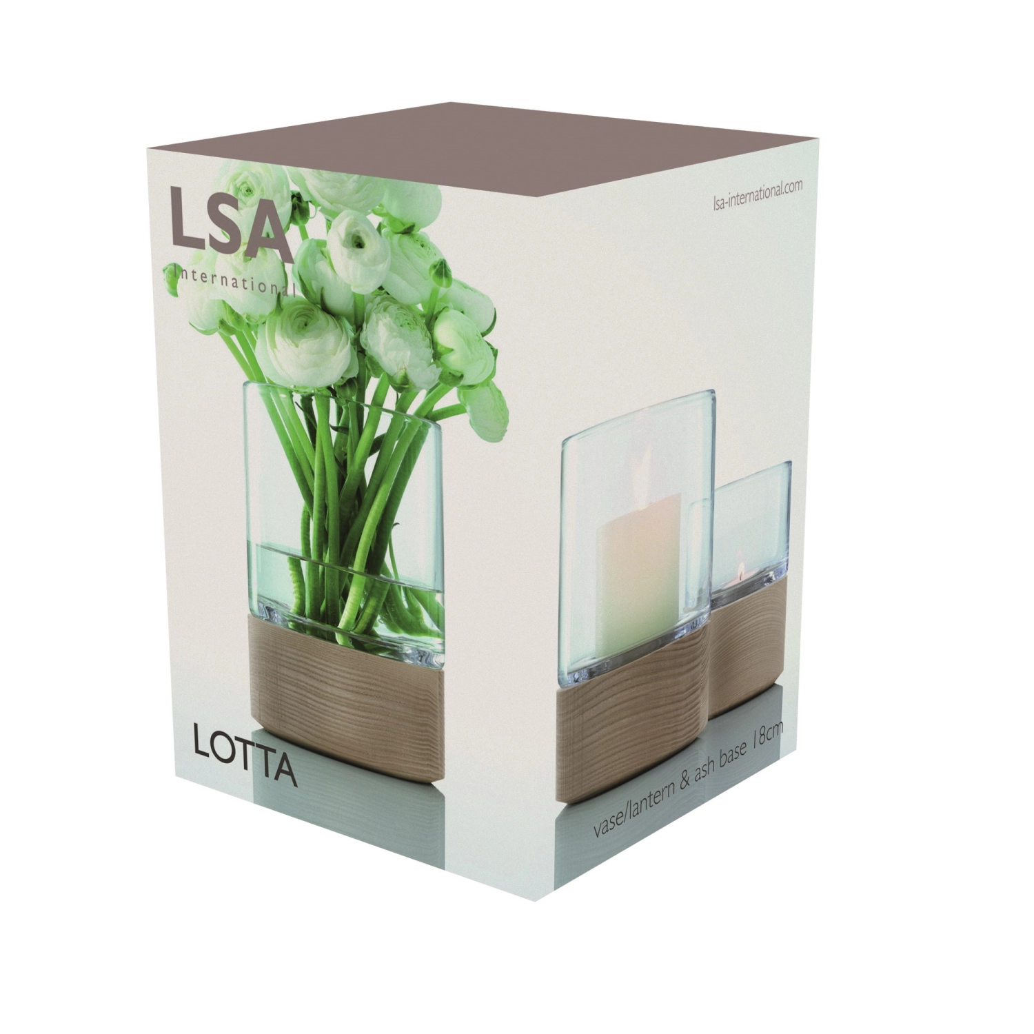 Lotta vase/photophore & base en frêne h18cm transparent *