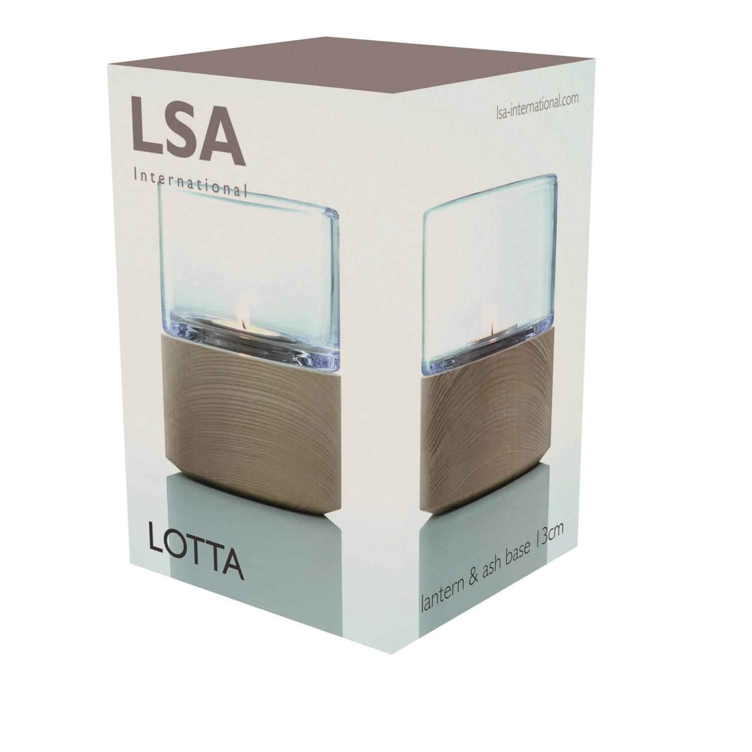 Lotta photophore & base en frêne h13cm/ø10cm transparent *