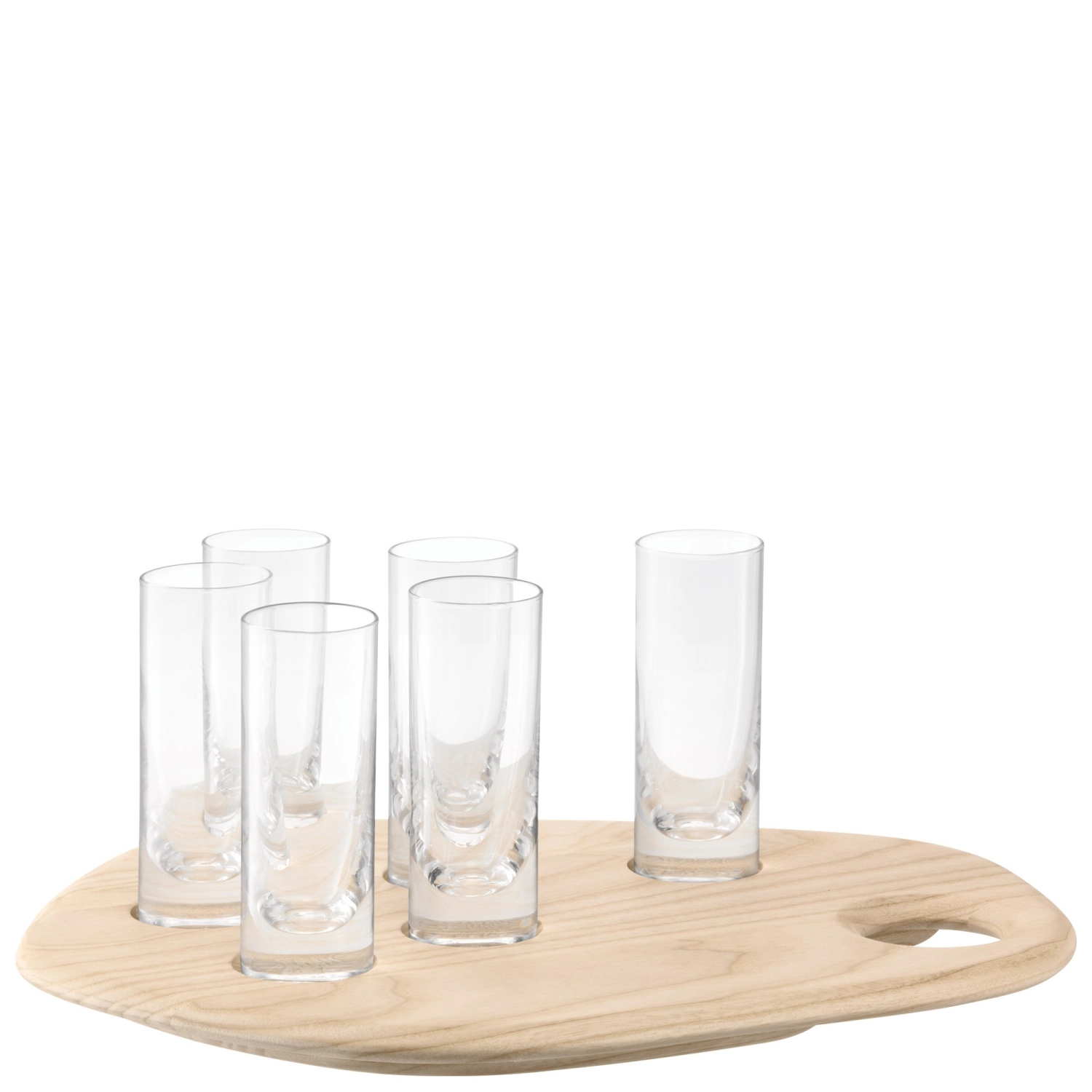 Palette set de verres à shooter & plateau en frêne w24cm/l2