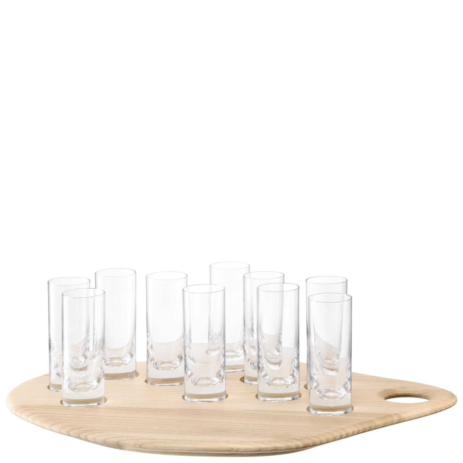 Palette set de verres à shooter & plateau en frêne w28cm/l4