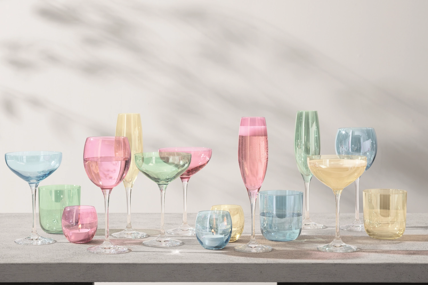 Set de 4 verres à vin polka 400ml - pastel assort.