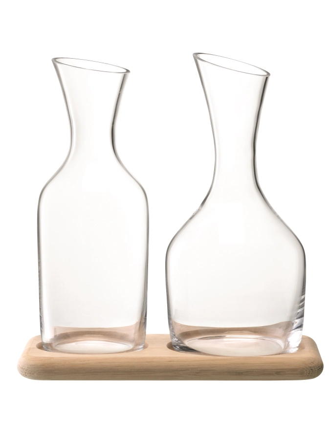 Wine eau carafe à vin set base en chêne