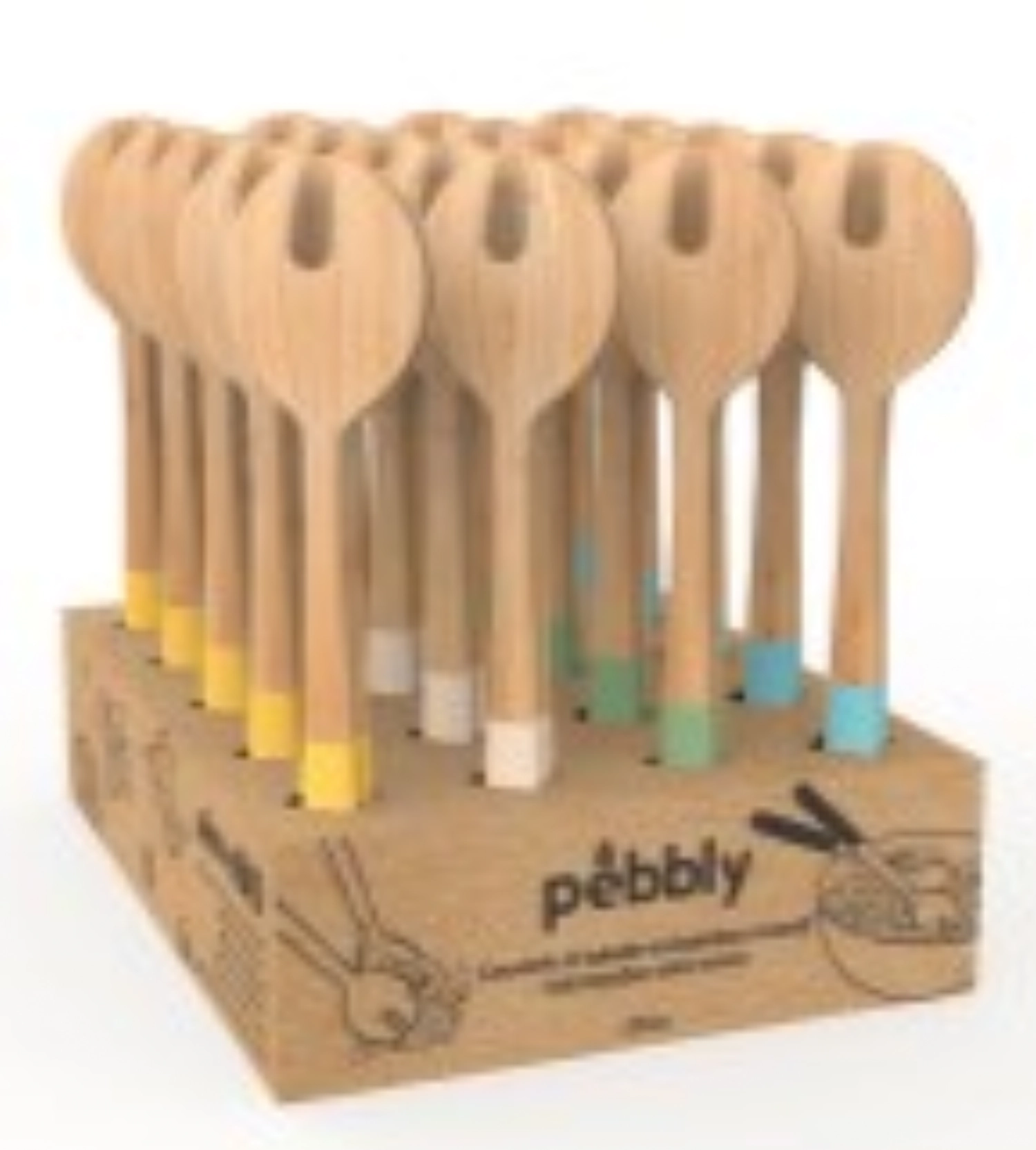 20x pebbly présentoir couverts à salade, bambou, ass. 27cm