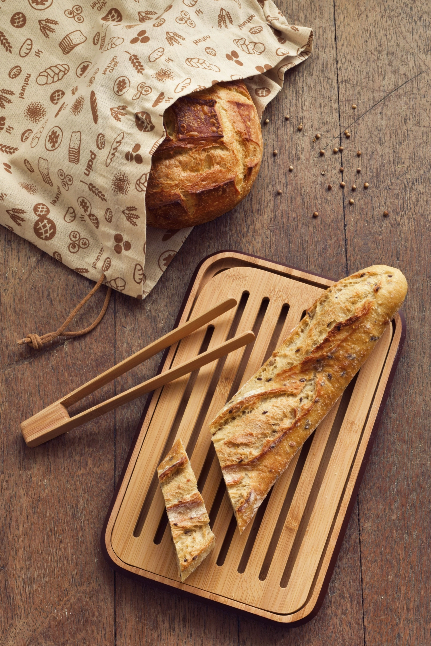 3x pebbly boulanger avec planche, pince, sac à pain