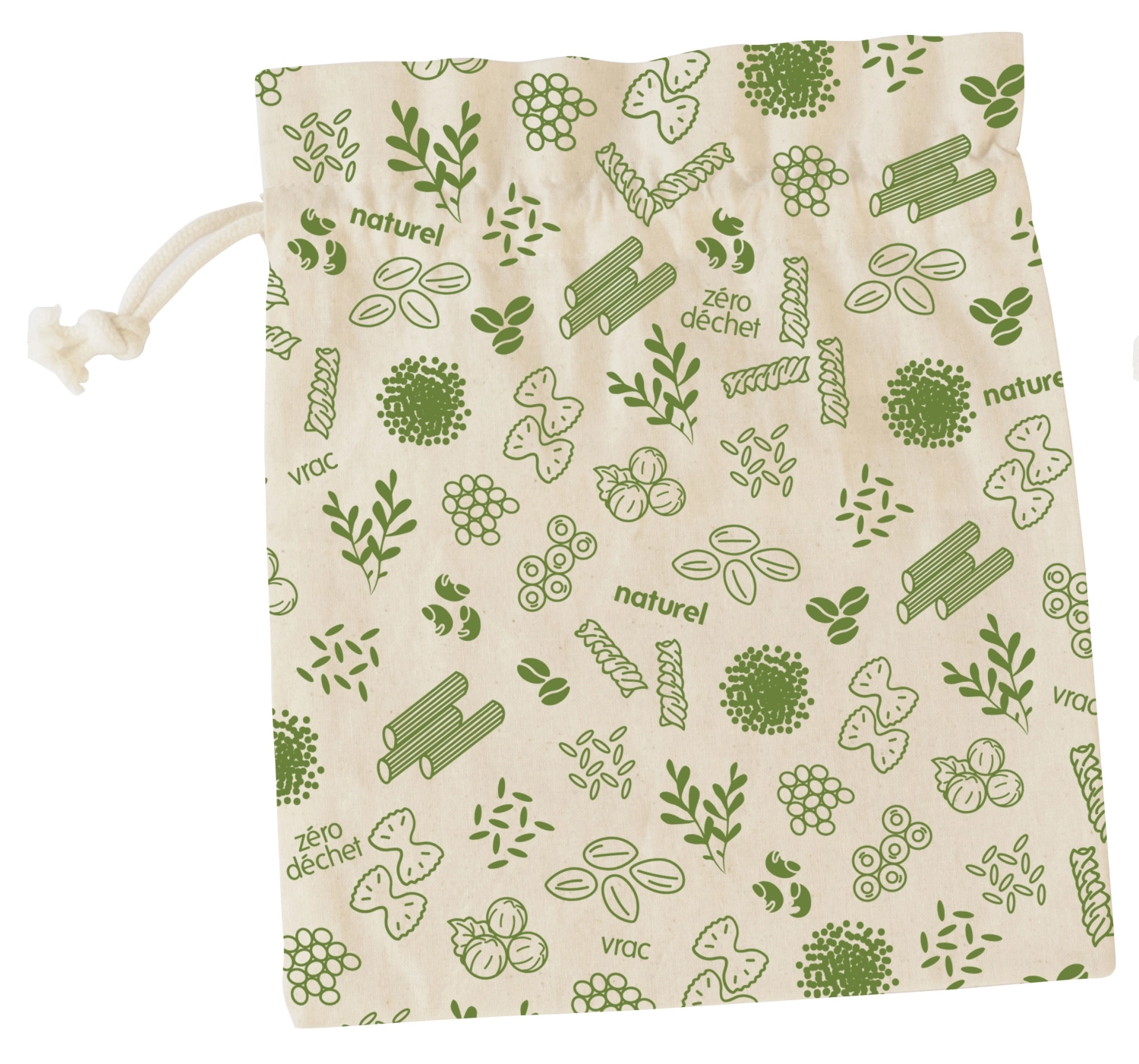 Sac pebbly en coton bio l vert, 25x30cm