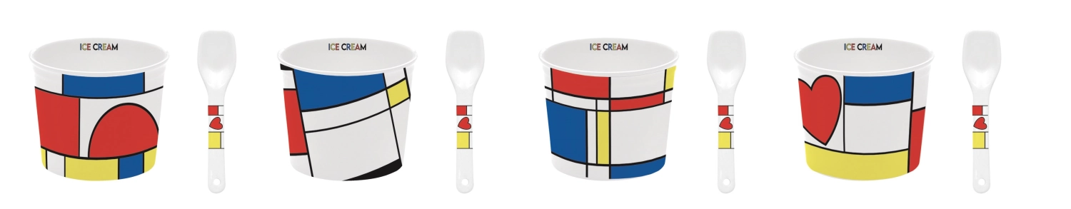 4er Set ass. Ice Cream Eisbecher, mondrian D8.5cm