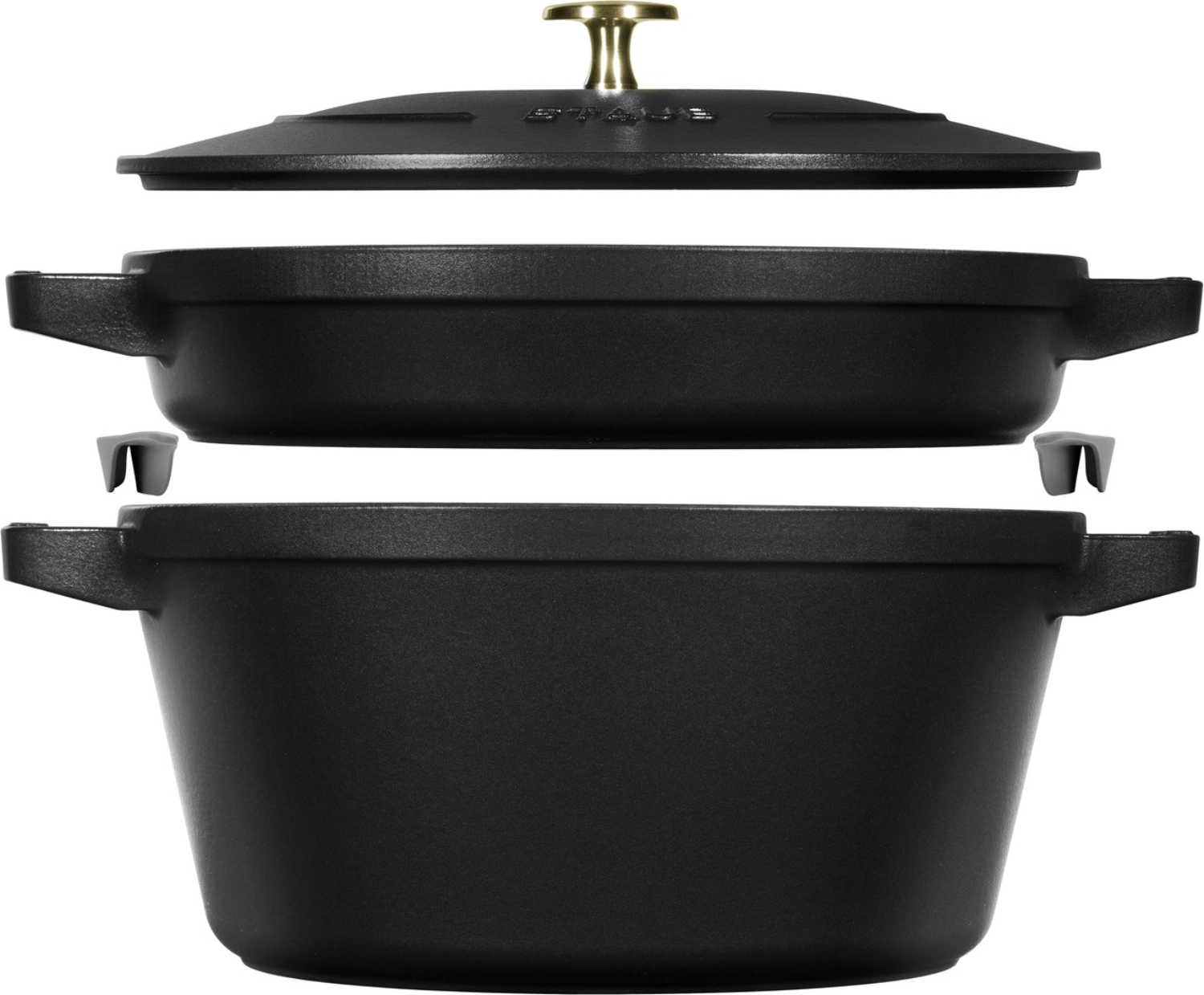 Cocotte 3pcs. 24 cm, ronde, noir, empilable