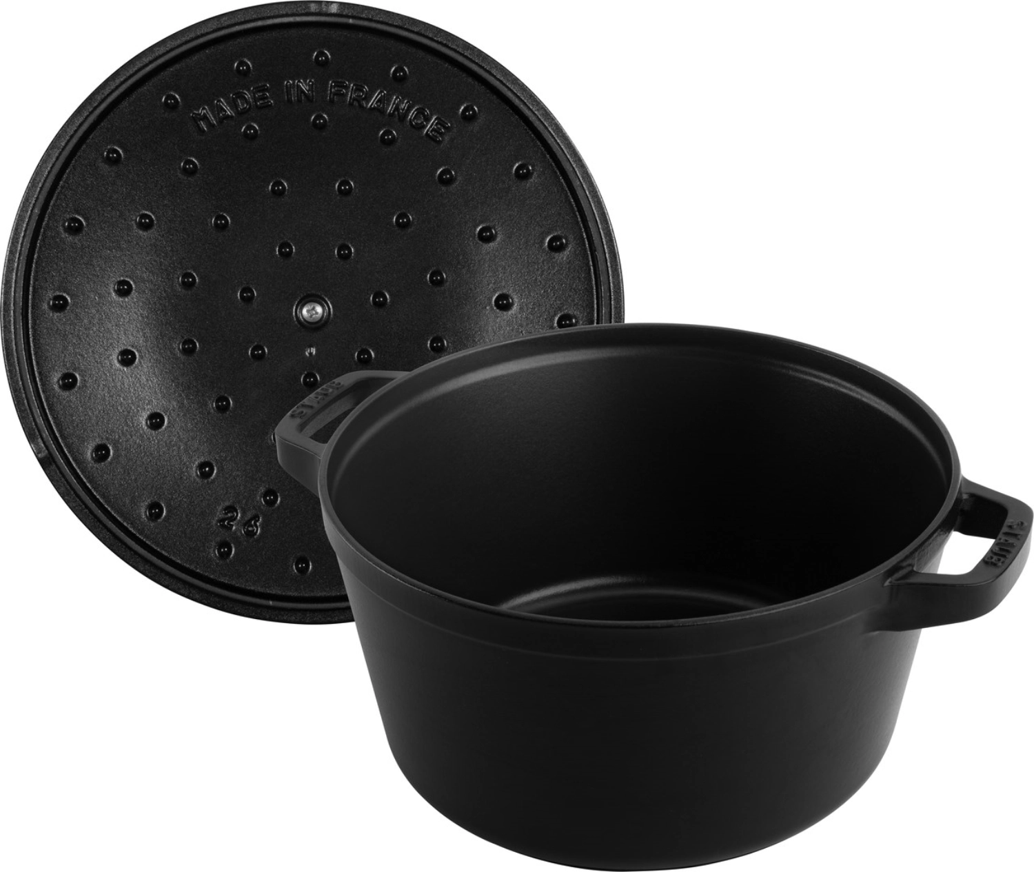 Cocotte 3pcs. 24 cm, ronde, noir, empilable