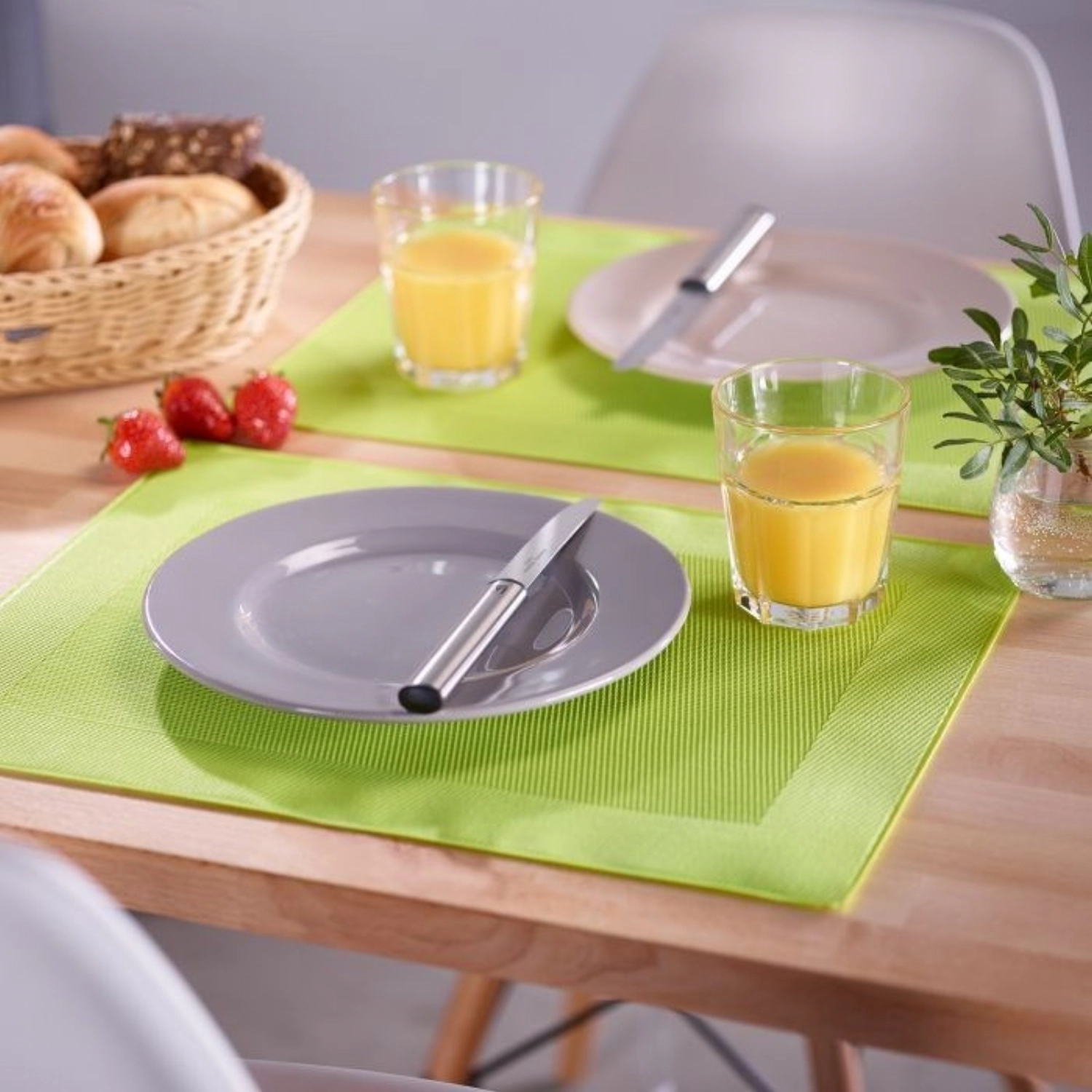 Set de table cadre, carré, vert clair, 32x42cm