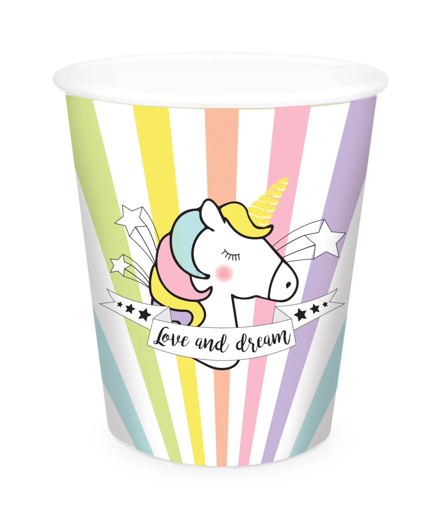 8 pcs. gobelets en carton licorne 25cl