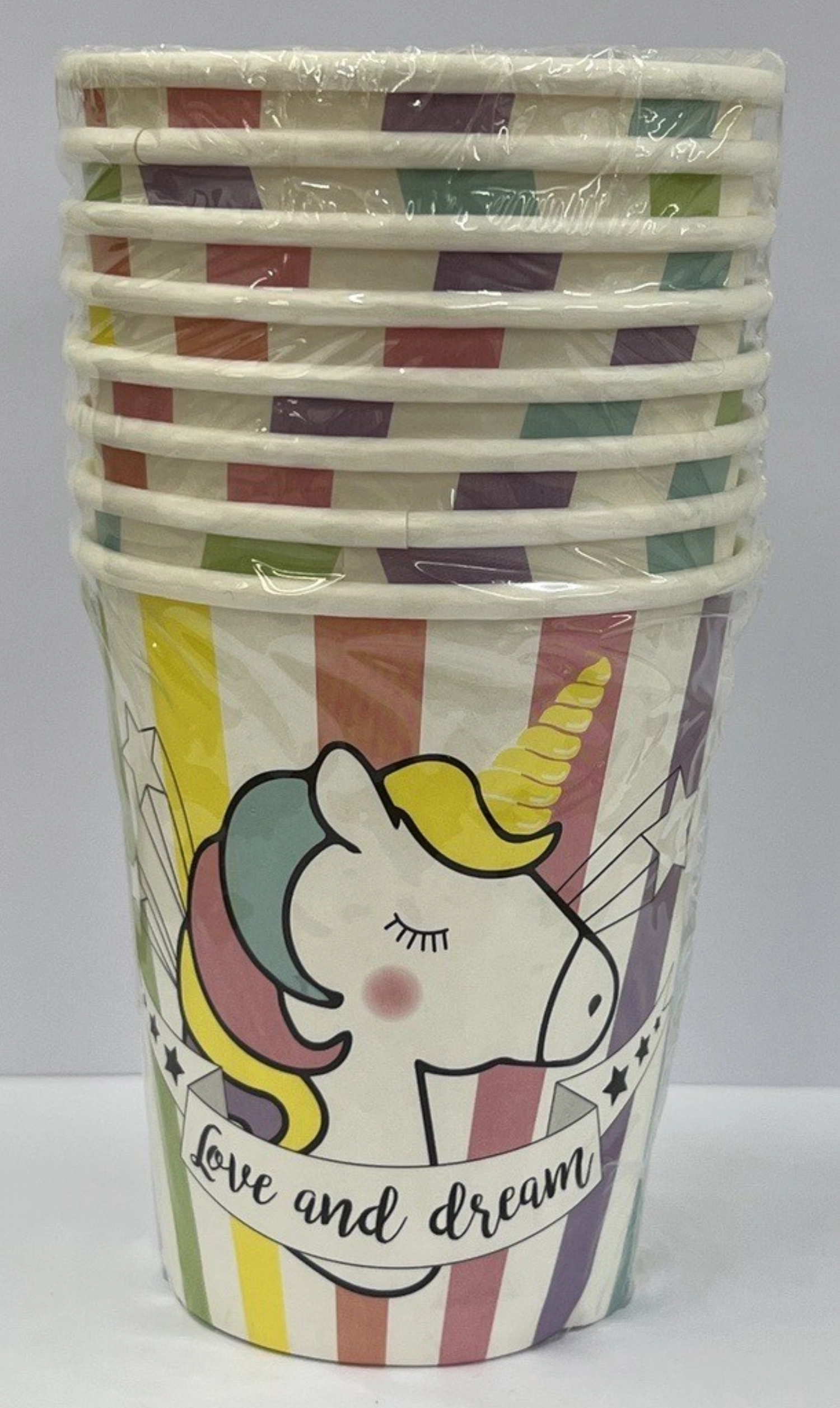 8 pcs. gobelets en carton licorne 25cl