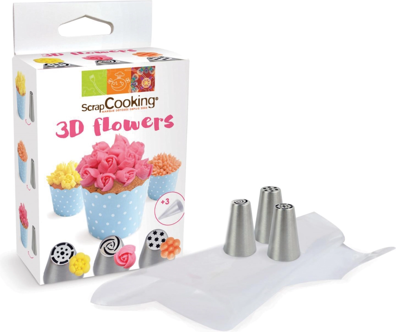 Set de 5 pcs. embout à injection en acier inoxydable fleurs