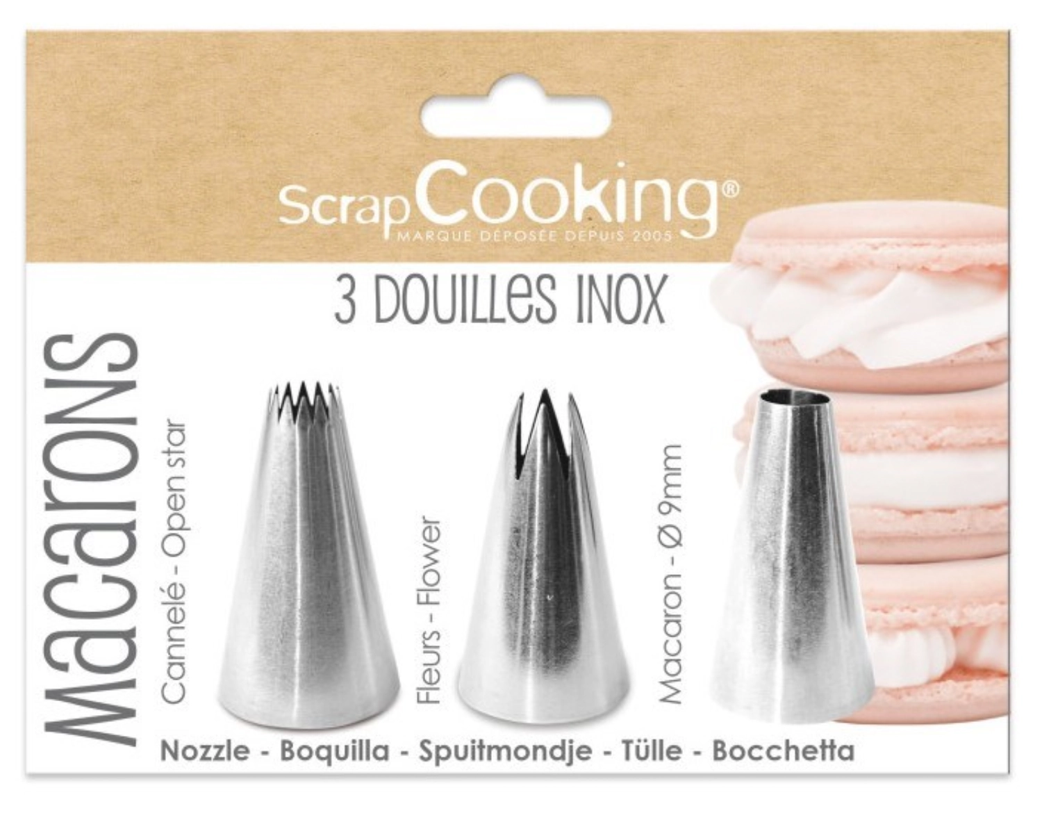 Set de 3 douilles en acier inoxydable macarons