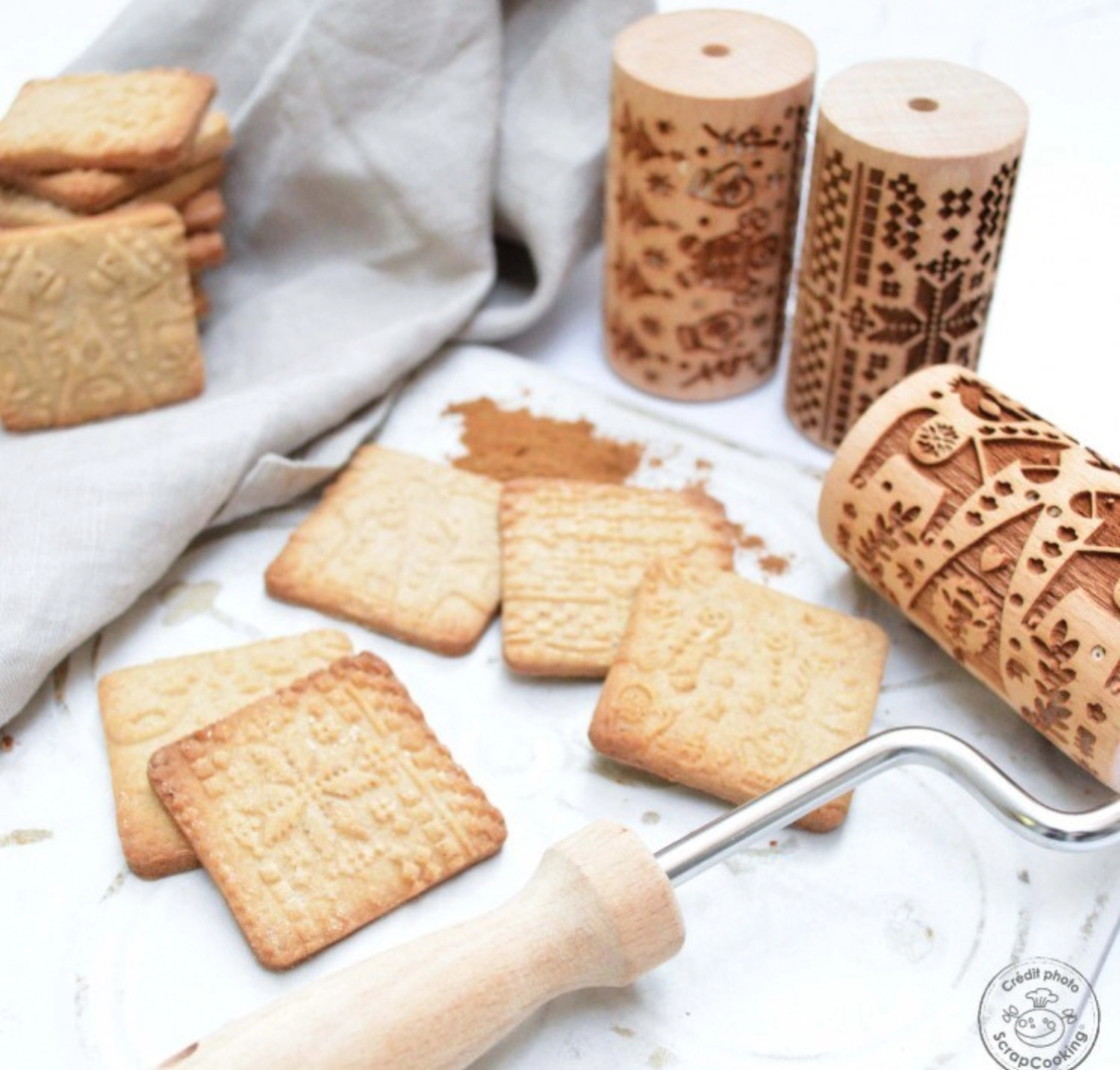 Set de 3 rouleaux de pâte avec gaufrage noël