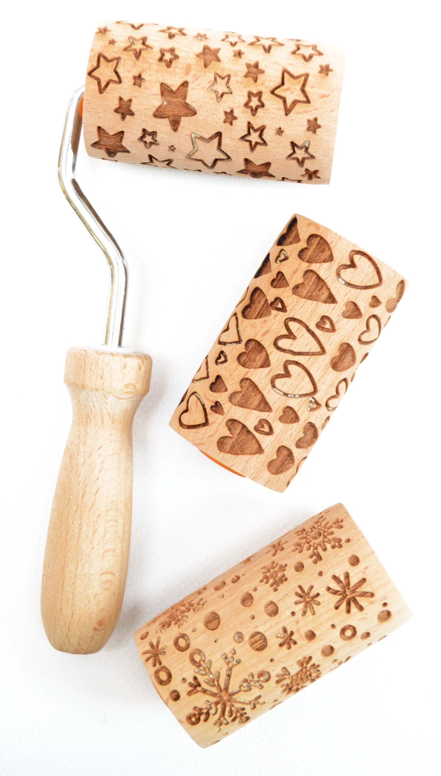 Set cookie roll 3 mini-rouleaux en bois interchangeables