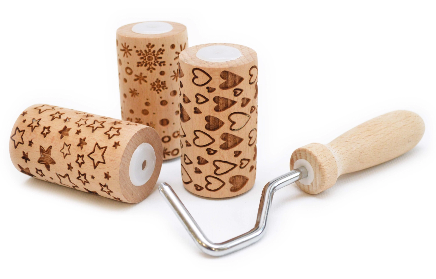 Set cookie roll 3 mini-rouleaux en bois interchangeables